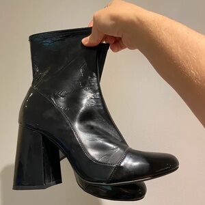 Zara Glossy Black Heeled Boots